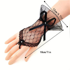 Bowknot Lace Fingerless Gloves for Party Prom Wedding Bridal