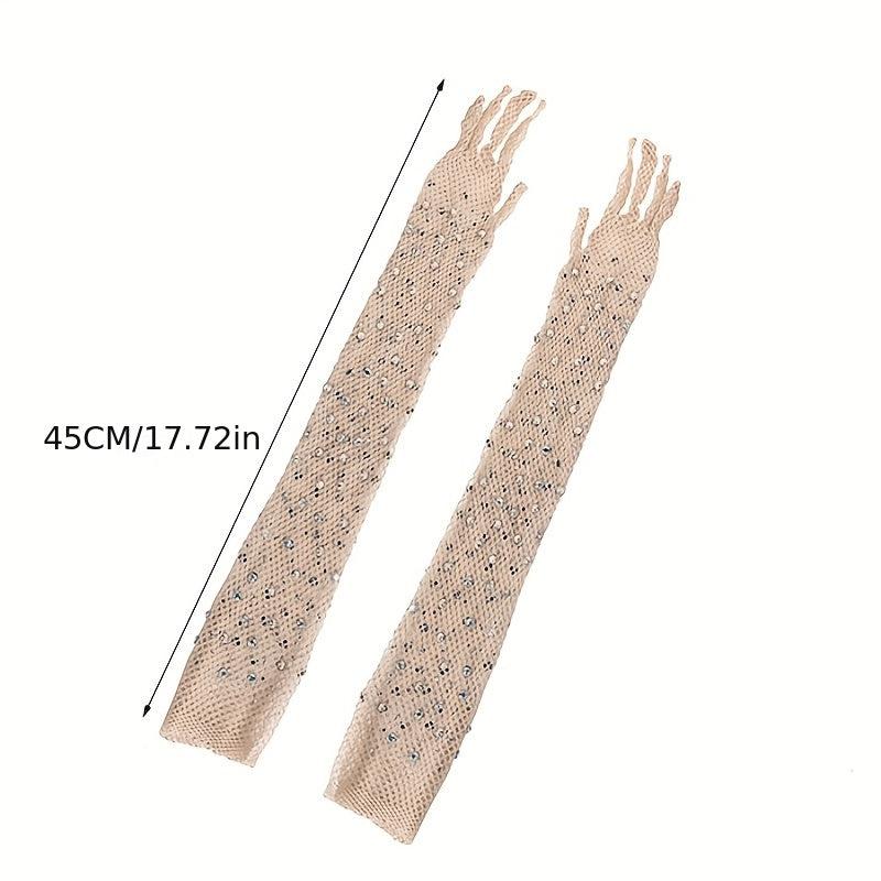 Long Mesh Gloves Solid Women' Arm Decorative Gloves Elastic Full Finger Gloves