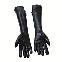 Leather Long Gloves Wool Warm Outdoor Coldproof Leather Gloves