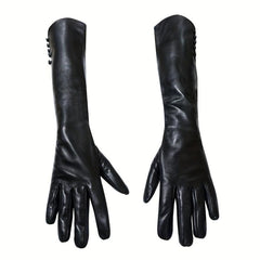 Leather Long Gloves Wool Warm Outdoor Coldproof Leather Gloves