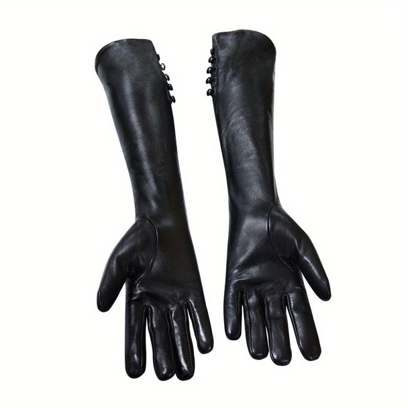 Leather Long Gloves Wool Warm Outdoor Coldproof Leather Gloves