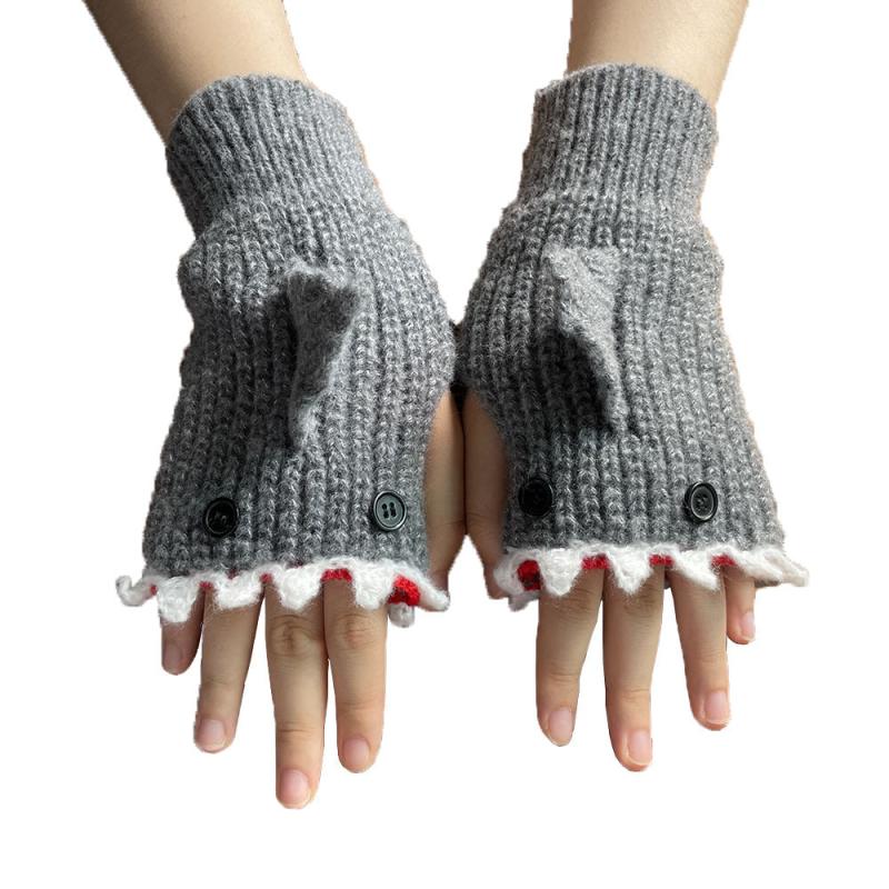 3D Cartoon Animal Gloves Half finger Winter Warm Woolen Gloves