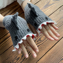 3D Cartoon Animal Gloves Half finger Winter Warm Woolen Gloves