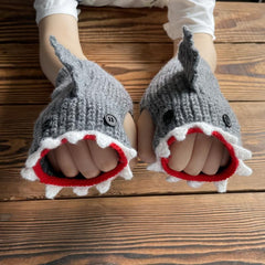 3D Cartoon Animal Gloves Half finger Winter Warm Woolen Gloves