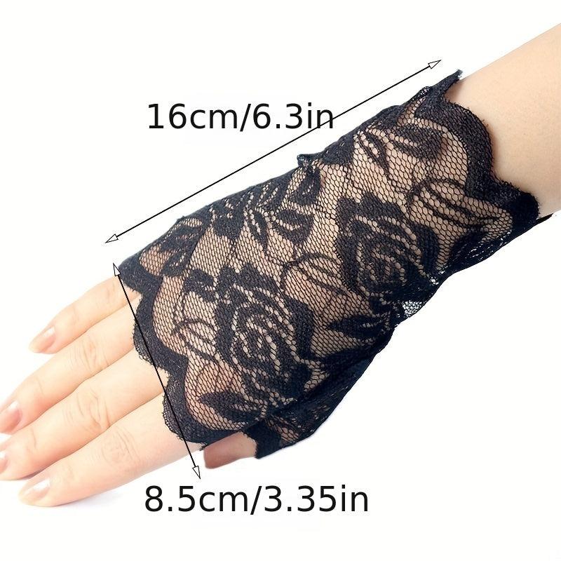 Lace Fingerless Gloves Bridal Wedding Floral Women Dress Accessories