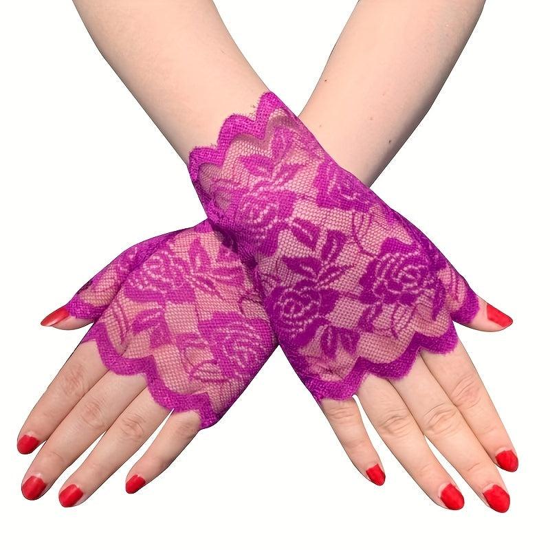 Lace Fingerless Gloves Bridal Wedding Floral Women Dress Accessories