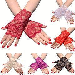 Lace Fingerless Gloves Bridal Wedding Floral Women Dress Accessories