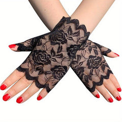 Lace Fingerless Gloves Bridal Wedding Floral Women Dress Accessories