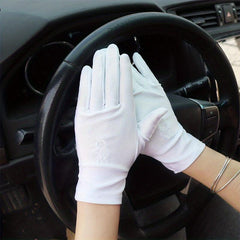 Sunscreen Gloves Flower Embroidery Riding Gloves for Women