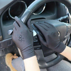 Sunscreen Gloves Flower Embroidery Riding Gloves for Women