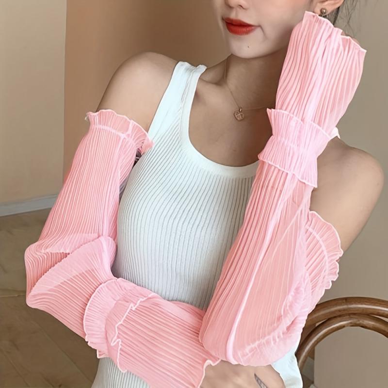 Ruffle Ice Sleeves Sunproof Long Gloves Women Arm Sleeves