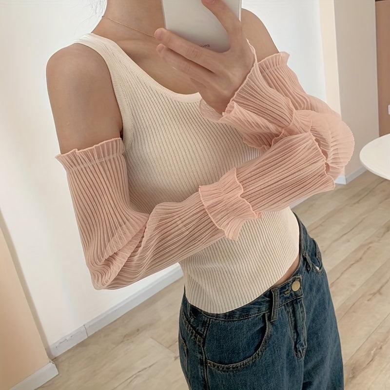 Ruffle Ice Sleeves Sunproof Long Gloves Women Arm Sleeves
