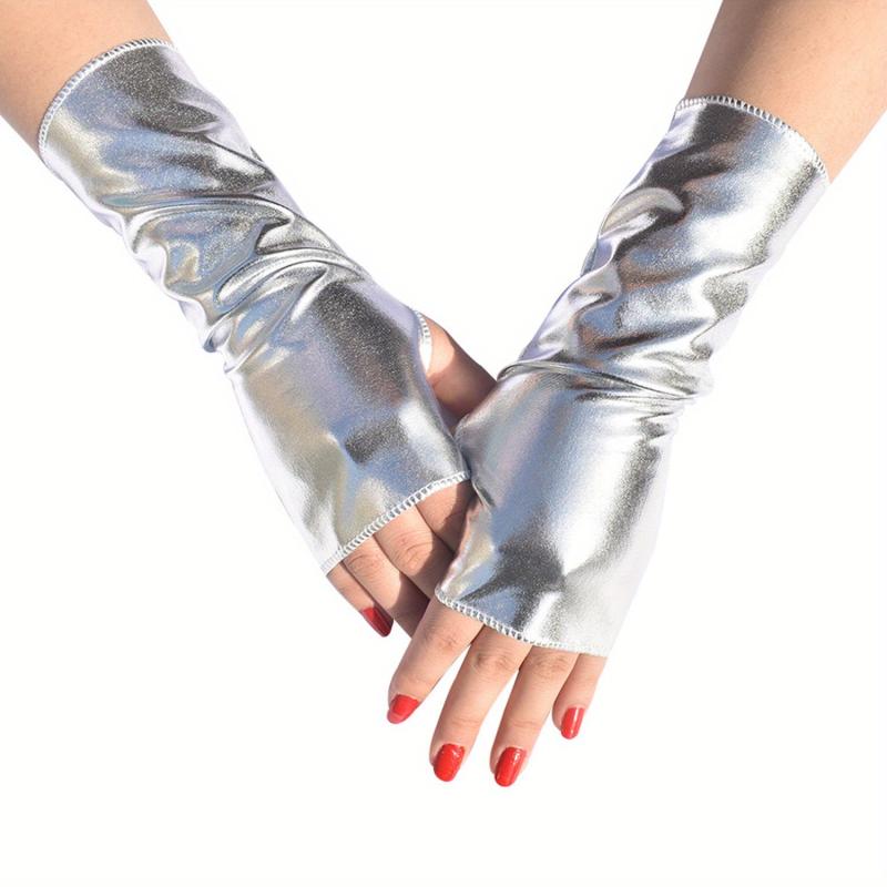 Fingerless Gloves Gothic Punk Rock Stage Gloves For Women PU Leather Gloves