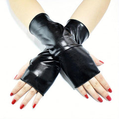 Fingerless Gloves Gothic Punk Rock Stage Gloves For Women PU Leather Gloves