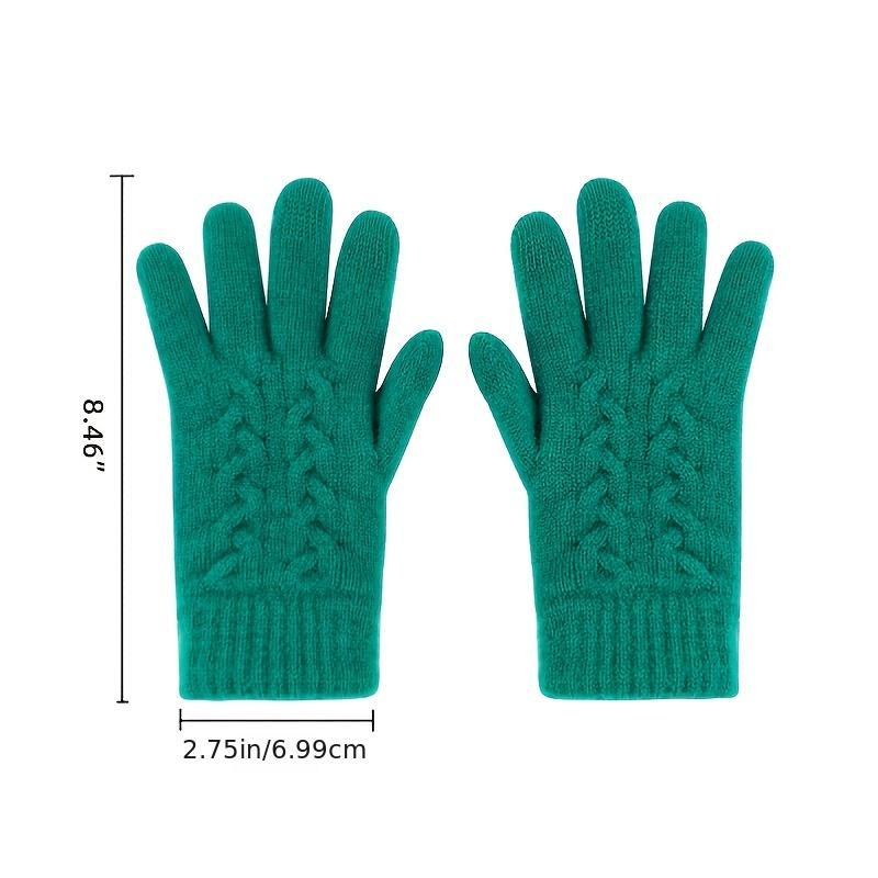 Winter Women's Double Layer Wool Knitted Gloves Plus Velvet Thick