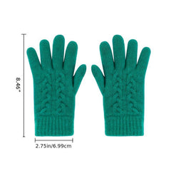Winter Women's Double Layer Wool Knitted Gloves Plus Velvet Thick
