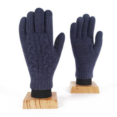 Winter Women's Double Layer Wool Knitted Gloves Plus Velvet Thick