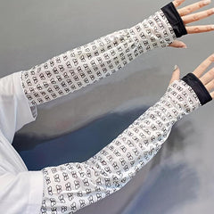 Butterfly Print Ice Sleeves Sunproof Gloves For Women