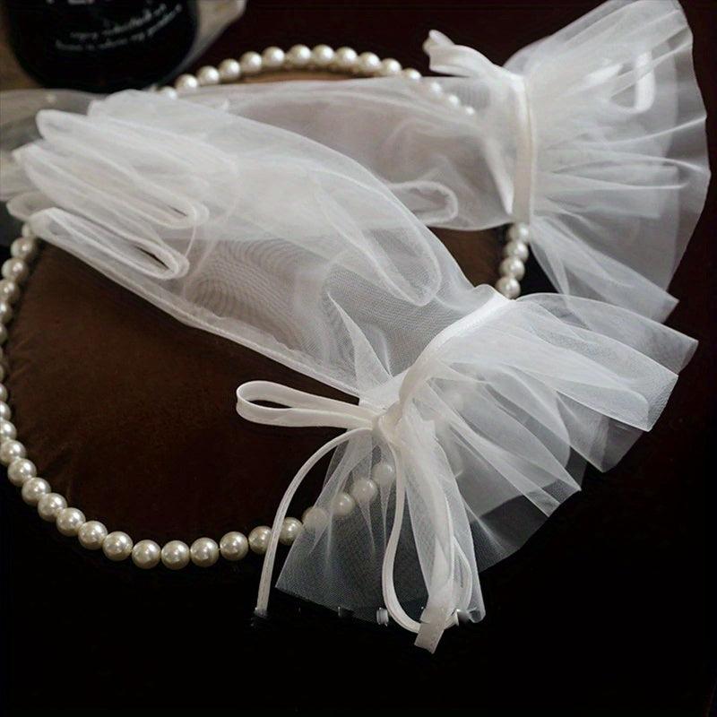 Transparent Short Lace Gloves for Women Wedding Tea Party Prom