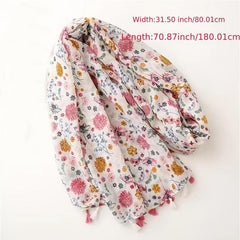 Red Romantic Floral Print Scarf 31 50' 70 87' Raw Edge Bandana