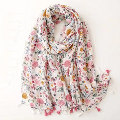Red Romantic Floral Print Scarf 31 50' 70 87' Raw Edge Bandana
