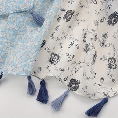 Floral Printed Tassel Scarf Stitching Pattern Shawl Women