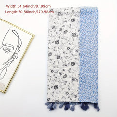 Floral Printed Tassel Scarf Stitching Pattern Shawl Women