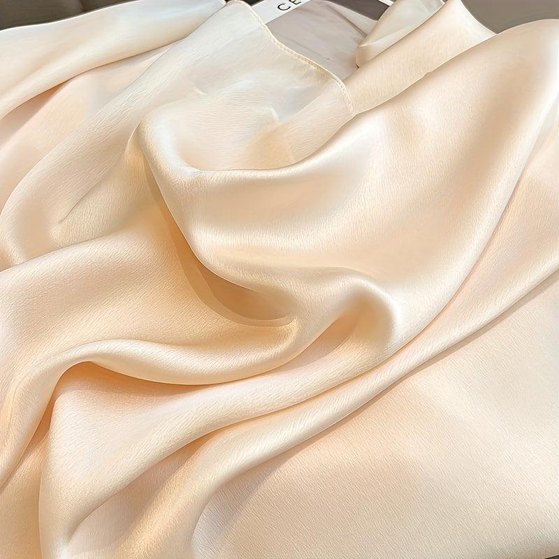 Solid Silk Scarf Shawl Wrap Casual Head Wrap For Travel