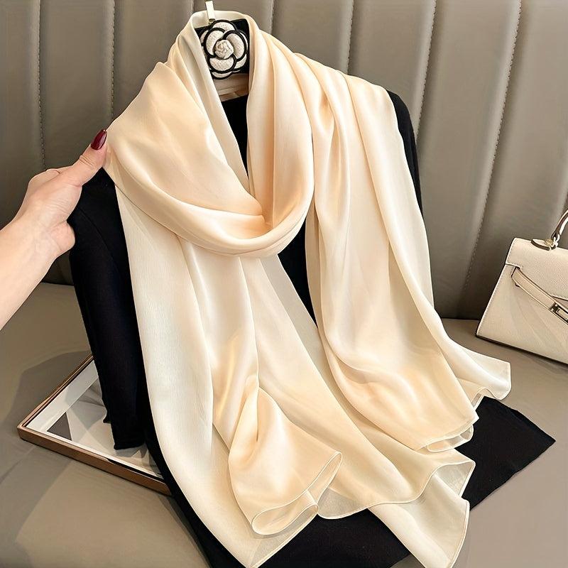 Solid Silk Scarf Shawl Wrap Casual Head Wrap For Travel