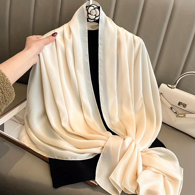 Solid Silk Scarf Shawl Wrap Casual Head Wrap For Travel