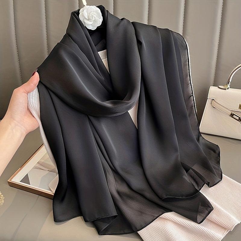 Solid Silk Scarf Shawl Wrap Casual Head Wrap For Travel