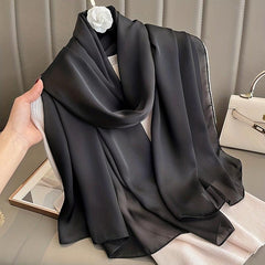 Solid Silk Scarf Shawl Wrap Casual Head Wrap For Travel