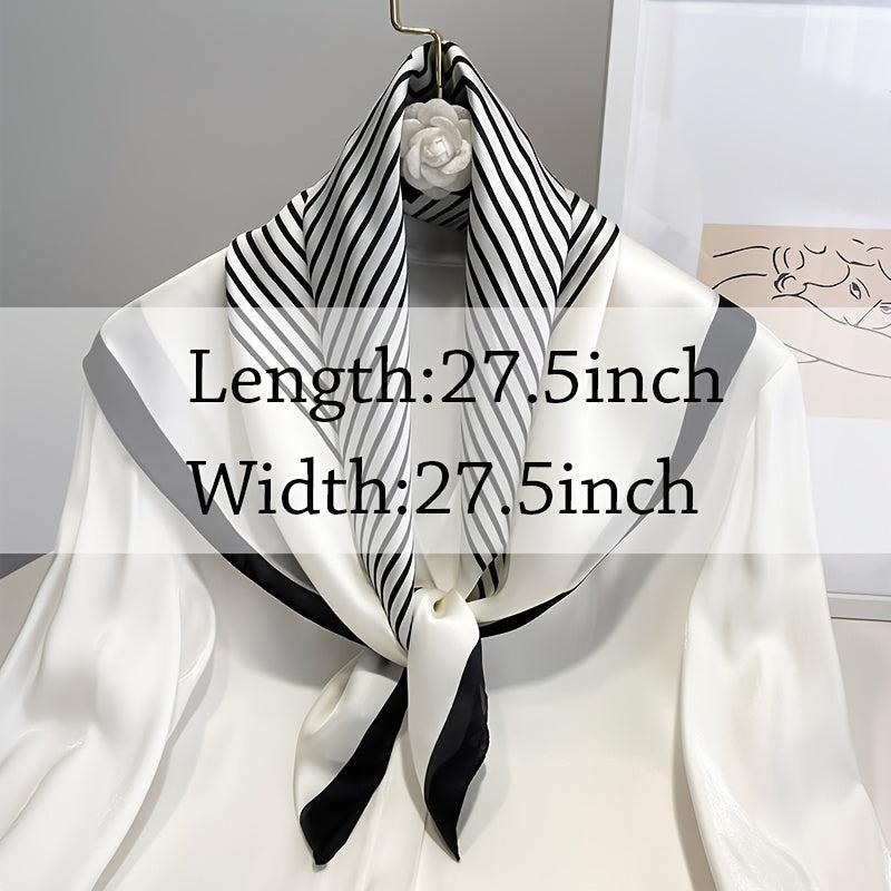 Square Silk Scarf And Striped Head Wrap For Women