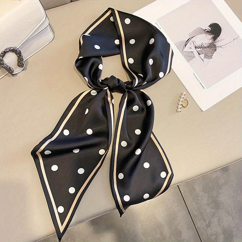 Polka Dot Print Skinny Scarf Long Ribbon Necktie Casual Neckerchief