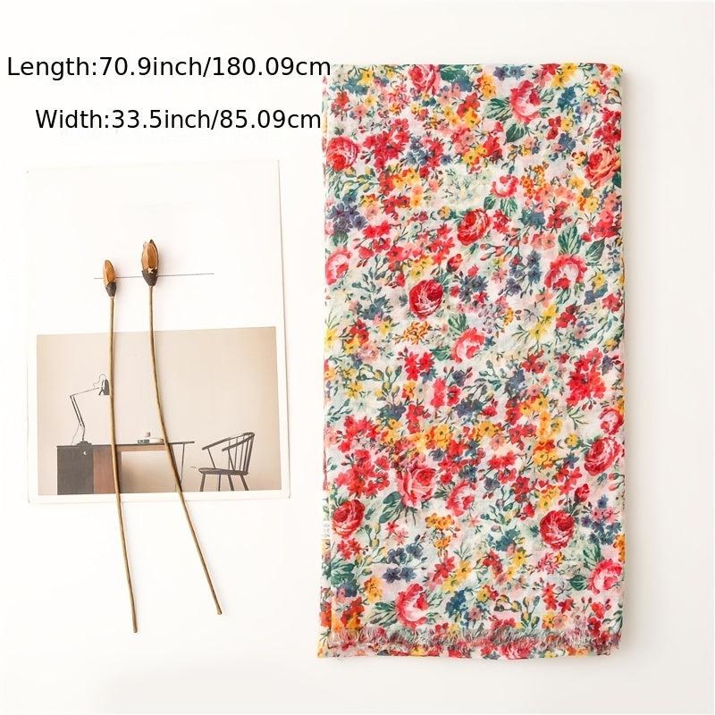Ditsy Floral Print Shawl Scarf For Women Winter Warm Scarves