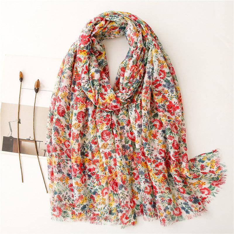 Ditsy Floral Print Shawl Scarf For Women Winter Warm Scarves