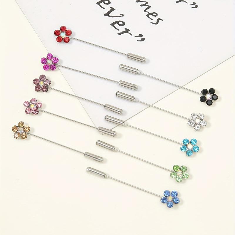 10pcs Colorful Flower Scarf Pin Rhinestone Turban Clip Hijab Shawl Brooch