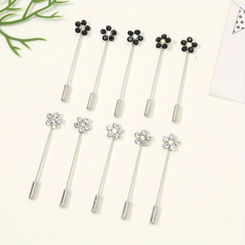 10pcs Colorful Flower Scarf Pin Rhinestone Turban Clip Hijab Shawl Brooch