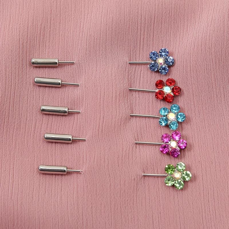 10pcs Colorful Flower Scarf Pin Rhinestone Turban Clip Hijab Shawl Brooch