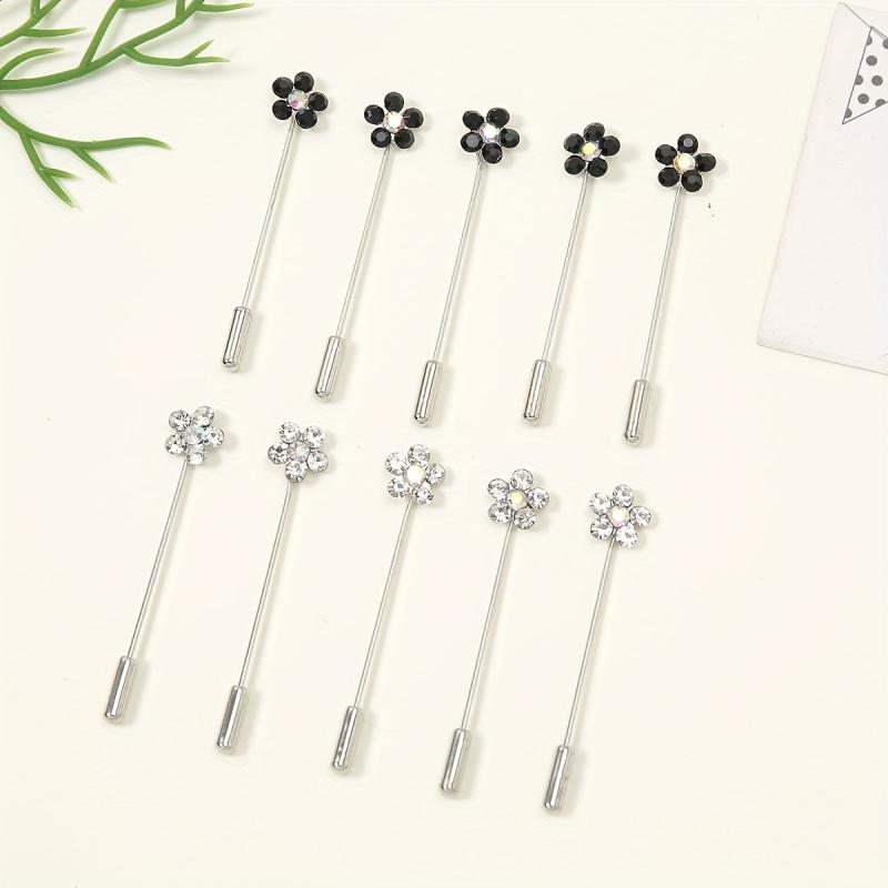 10pcs Colorful Flower Scarf Pin Rhinestone Turban Clip Hijab Shawl Brooch