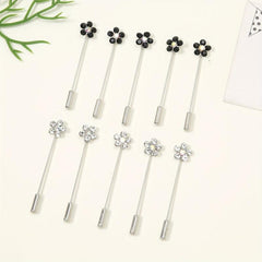 10pcs Colorful Flower Scarf Pin Rhinestone Turban Clip Hijab Shawl Brooch