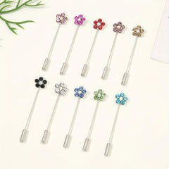 10pcs Colorful Flower Scarf Pin Rhinestone Turban Clip Hijab Shawl Brooch