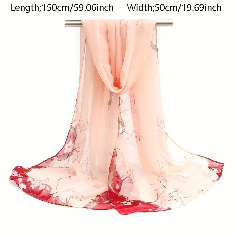 Flower Print Chiffon Scarf Silk Thin Shawl Hijab