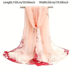 Flower Print Chiffon Scarf Silk Thin Shawl Hijab
