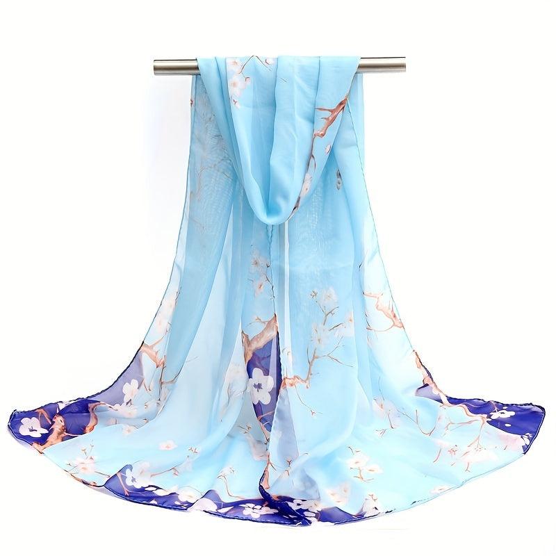 Flower Print Chiffon Scarf Silk Thin Shawl Hijab