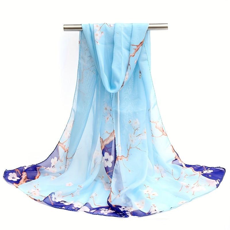 Flower Print Chiffon Scarf Silk Thin Shawl Hijab