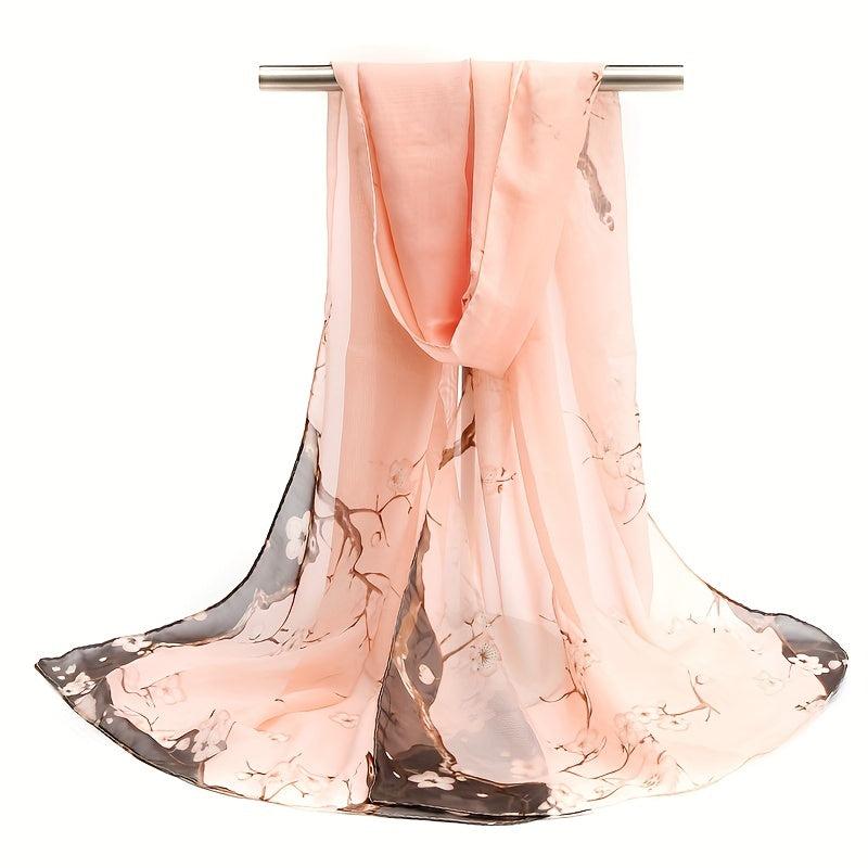 Flower Print Chiffon Scarf Silk Thin Shawl Hijab