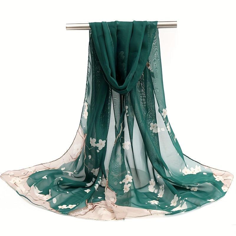 Flower Print Chiffon Scarf Silk Thin Shawl Hijab