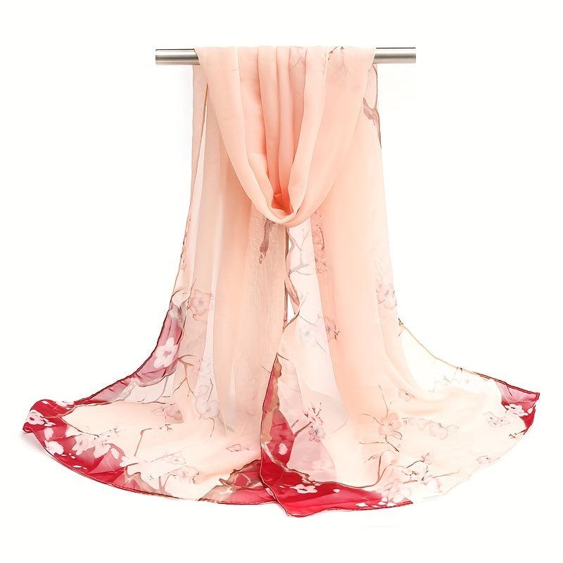 Flower Print Chiffon Scarf Silk Thin Shawl Hijab