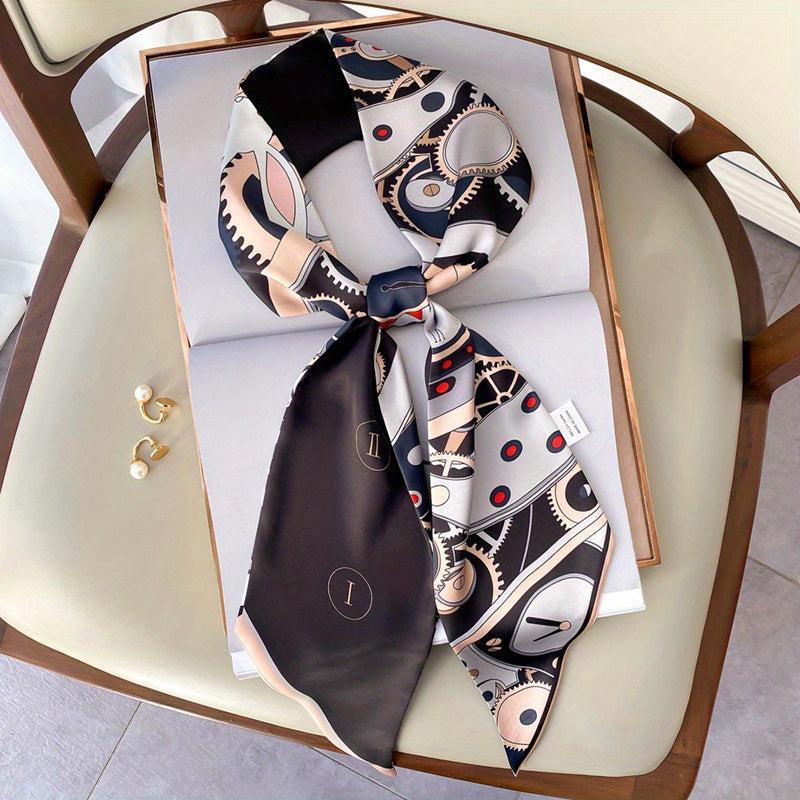 Bunny Print Satin Twilly Scarf Hair Ribbon Neckerc